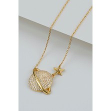 Famira 925 Ayar Gümüş Gold Gezegen Kolye