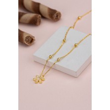 Famira 925 Ayar Gümüş Top Zincirli Çiçek Kolye