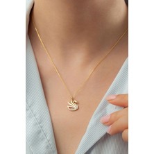 Famira 925 Ayar Gümüş Gold Kuğu Kolye