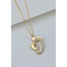 Famira 925 Ayar Gold Ayakizi Gümüş Kolye