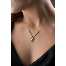 Famira 925 Ayar Gümüş Boncuklu Süryani Gözü Kolye