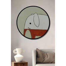 Teona Ahşap Dekoratif Ahşap Yuvarlak Çerçeve Görünümlü Tablo Fil Kahve Keyfi