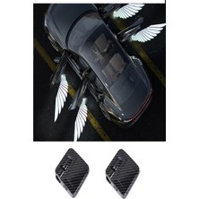 2 Adet Araba Melek Kanadı Kablosuz Kapı Projektör Pilli LED Gölge Işıkları Lamba Araba Aksesuarları