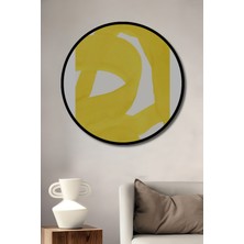 Teona Ahşap Dekoratif Ahşap Yuvarlak Çerçeve Görünümlü Tablo Sarı Dolambaç