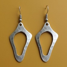 Fildişi Aksesuar Geometrik Şekilli Kadın Küpe Çift Adet Gümüş Kaplama El Yapımı Küpe