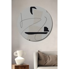 Teona Ahşap Dekoratif Ahşap Yuvarlak Tablo Soyut Sanat Bej ve Siyah