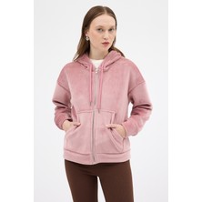 Rays Pembe Kadın Fermuarlı Kapüşonlu Sweatshirt 3059A
