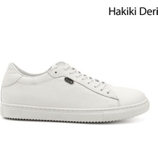 GÖNDERİ Kadın Beyaz  Bağcıklı Termo Taban Hakiki Deri Sneaker