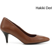 GÖNDERİ Kadın Taba Antik  Sivri Burun İnce Topuklu Hakiki Deri Stiletto