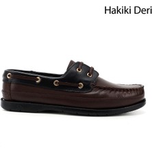 Gönderi(r) Erkek Kahveye Siyah Bağcıklı Kauçuk Taban Hakiki Deri Ayakkabı