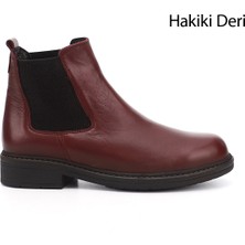 GÖNDERİ Kadın Antik Bordo  Kauçuk Taban Hakiki Deri Chelsea Bot