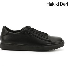 GÖNDERİ Kadın Siyah  Bağcıklı Termo Taban Hakiki Deri Sneaker