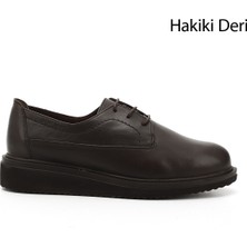 GÖNDERİ Kadın Kahve Antik Bağcıklı Dolgu Taban Hakiki Deri Ayakkabı