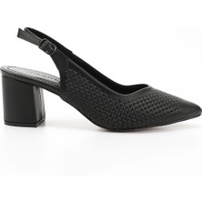 GÖNDERİ Kadın Siyah  Orta Kalın Topuklu Arkası Açık Ayakkabı