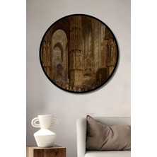 Teona Ahşap Dekoratif Ahşap Yuvarlak Çerçeve Görünümlü Tablo Gotik Katedral Iç Mekan