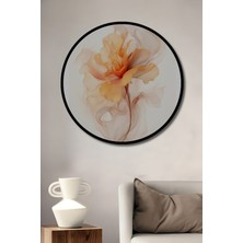 Teona Ahşap Çerçeve Görünümlü Efsanevi Çiçek Soyut Sanat Ahşap Mdf Dekoratif Tablo Yuvarlak Tablo