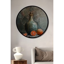 Teona Ahşap Çerçeve Görünümlü Narin Vazoda Turunçgiller Ahşap Mdf Dekoratif Tablo Yuvarlak Tablo