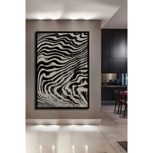 Teona Ahşap Çerçeve Görünümlü Dalgalı Çizgiler Soyut Ahşap Mdf Dekoratif Tablo Dikdörtgen Tablo
