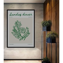 Teona Ahşap Çerçeve Görünümlü Sunday Dinner Bitkisel Dekoratif Ahşap Mdf Tablo Dikdörtgen Tablo