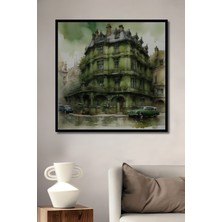 Teona Ahşap Çerçeve Görünümlü Tarihi Şehir Sokakları Dekoratif Ahşap Mdf Tablo Dikdörtgen Tablo