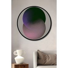 Teona Ahşap Çerçeve Görünümlü Modern Soyut Ikili Daireler Ahşap Mdf Dekoratif Tablo Yuvarlak Tablo