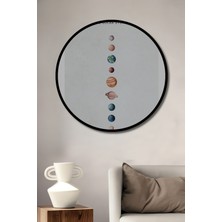 Teona Ahşap Çerçeve Görünümlü Güneş Sistemi Gezegenleri Ahşap Mdf Dekoratif Tablo Yuvarlak Tablo