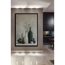 Teona Ahşap Çerçeve Görünümlü Zarif Vazo Kompozisyonu Dekoratif Ahşap Mdf Tablo Dikdörtgen Tablo