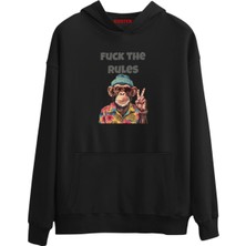 Eastek F*ck The Rules Premium Tasarım 3 Iplik Şardonlu Kapüşonlu Unisex, Kadın, Erkek Hoodie Sweatshirt