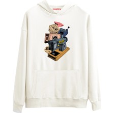 Eastek Dikiş Makinesi Design Tasarım 3 Iplik Şardonlu Kapüşonlu Unisex, Kadın, Erkek Hoodie
