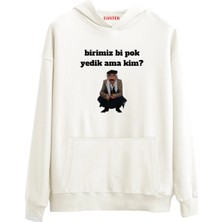Eastek Birimiz Bi Pok Yedik Ama Kim? Tasarım 3 Iplik Şardonlu Kapüşonlu Unisex, Kadın, Erkek Hoodie