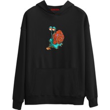 Eastek Renkli Salyangoz Baskılı Premium 3 Iplik Şardonlu Kapüşonlu Unisex, Kadın, Erkek Hoodie Sweatshirt