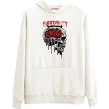 Eastek Overthinker Premium Tasarım 3 Iplik Şardonlu Kapüşonlu Unisex, Kadın, Erkek Hoodie Sweatshirt