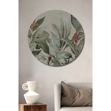 Teona Ahşap Dekoratif Ahşap Yuvarlak Tablo Tropikal Bitkiler