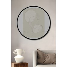 Teona Ahşap Dekoratif Ahşap Yuvarlak Çerçeve Görünümlü Tablo Soyut Dokunuşlar