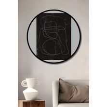 Teona Ahşap Dekoratif Ahşap Yuvarlak Çerçeve Görünümlü Tablo Soyut Sanat Formu