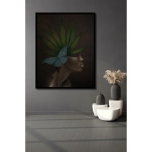 Teona Ahşap Dekoratif Ahşap Dikdörtgen Tablo Yeşil Kanatlar Çerçeve Görünümlü