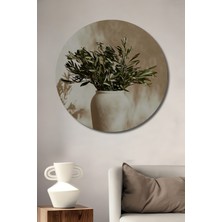 Teona Ahşap Dekoratif Ahşap Yuvarlak Tablo Zeytin Dalları