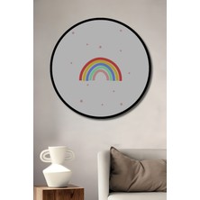 Teona Ahşap Dekoratif Ahşap Yuvarlak Çerçeve Görünümlü Tablo Renkli Gökkuşağı