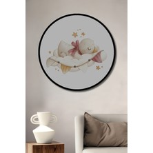 Teona Ahşap Dekoratif Ahşap Yuvarlak Çerçeve Görünümlü Tablo Bulutlarda Uyku