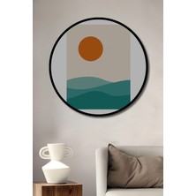 Teona Ahşap Dekoratif Ahşap Yuvarlak Çerçeve Görünümlü Tablo Turuncu Günbatımı