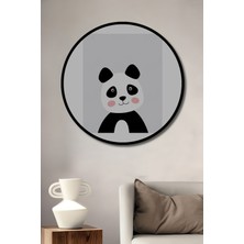 Teona Ahşap Dekoratif Ahşap Yuvarlak Çerçeve Görünümlü Tablo Sevimli Panda