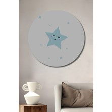 Teona Ahşap Dekoratif Ahşap Yuvarlak Tablo Uyuyan Mavi Yıldız