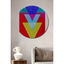 Teona Ahşap Dekoratif Ahşap Yuvarlak Tablo Renkli Üçgenler Kompozisyonu
