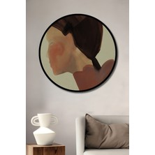 Teona Ahşap Dekoratif Ahşap Yuvarlak Çerçeve Görünümlü Tablo Düşünceli Kadın