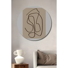 Teona Ahşap Dekoratif Ahşap Yuvarlak Tablo Soyut Çizgiler