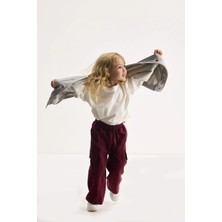 Marvy Kids Marvy Bordo Kargo Cepli Nakışlı Pantolon