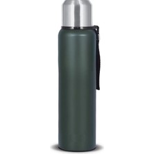 Çift Kat Paslanmaz Çelik Bardaklı 750 ml Taşıma Şeritli Termos Kamp Bebek Mama Termosu -8690