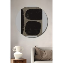 Teona Ahşap Dekoratif Ahşap Yuvarlak Tablo Siyah Taşlar