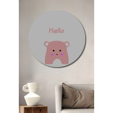 Teona Ahşap Dekoratif Ahşap Yuvarlak Tablo Sevimli Ayıcık Karşılama