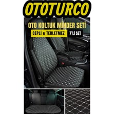 Ergonomik,ortopedik,suni Deri(Vinil) Kapitoneli Lüks Ototurco Koltuk Kılıfı-Minderi (7li Tam Set)